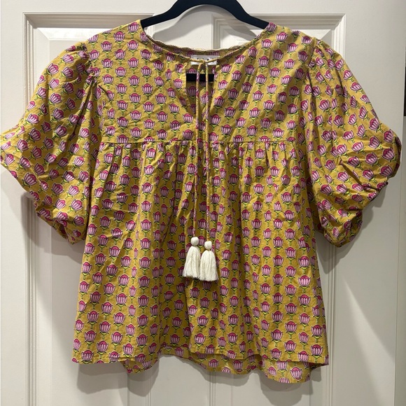 THML Yellow Blouse with Pink Floral Tulip Motif - Picture 6 of 6